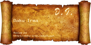 Daku Irma névjegykártya